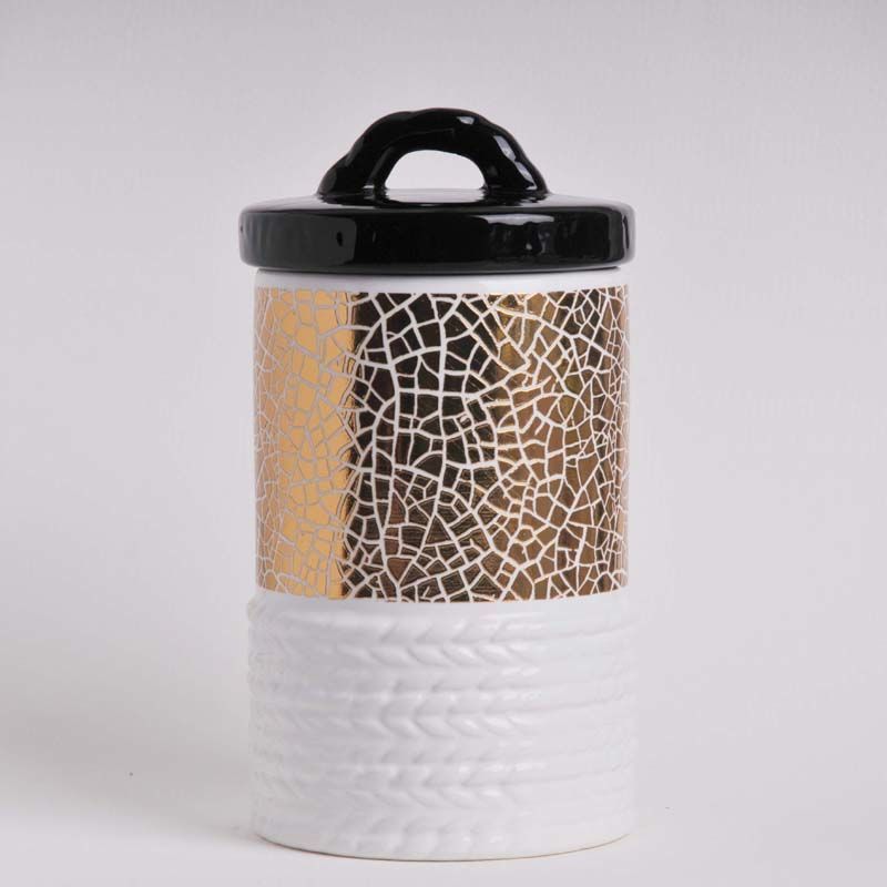 Checkerboard or Crackle Pattern Ceramic Canisters