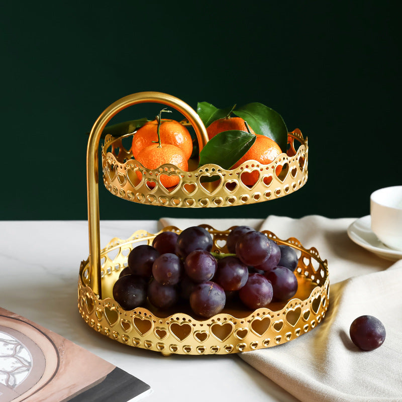 2-Tier Gold Fruit-Pastry-Dessert Tray