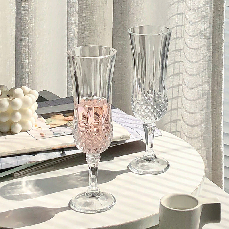 Champagne Flute with Cut Glass Base