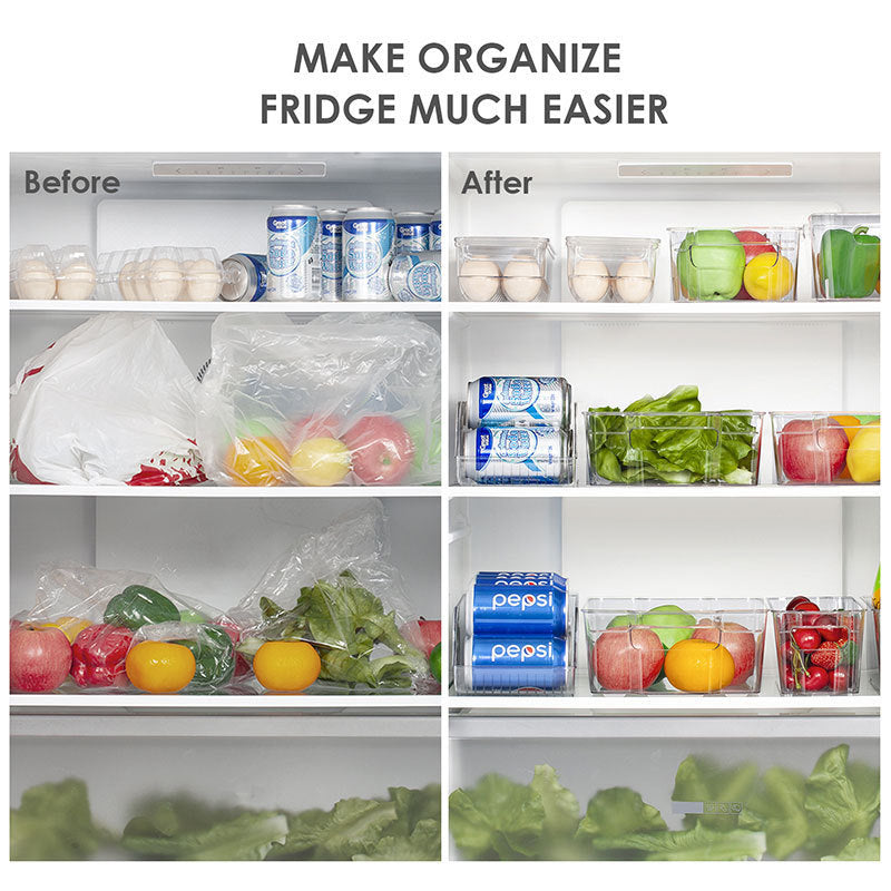 6PC Clear Stackable Refrigerator Bins