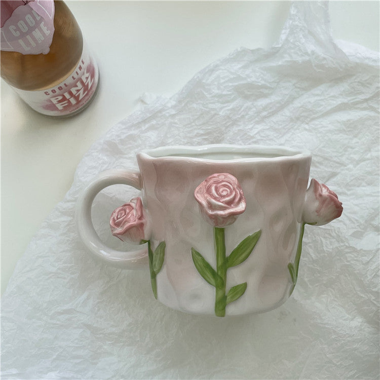 Ceramic Sculpted Relief Flower Mug