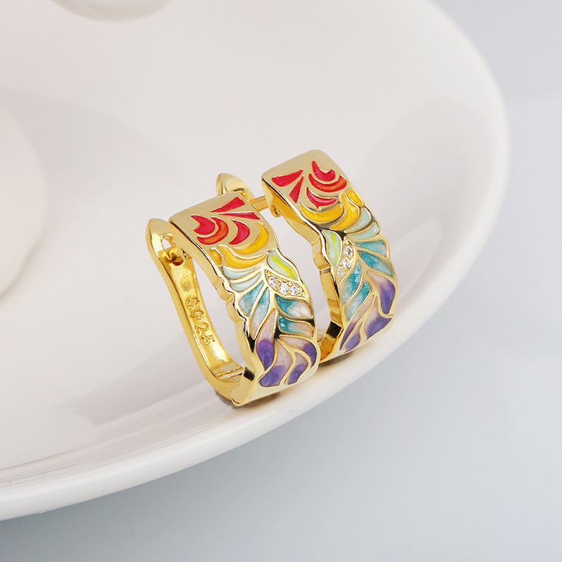 Jewelry: European Cloisonne Enamel Earrings