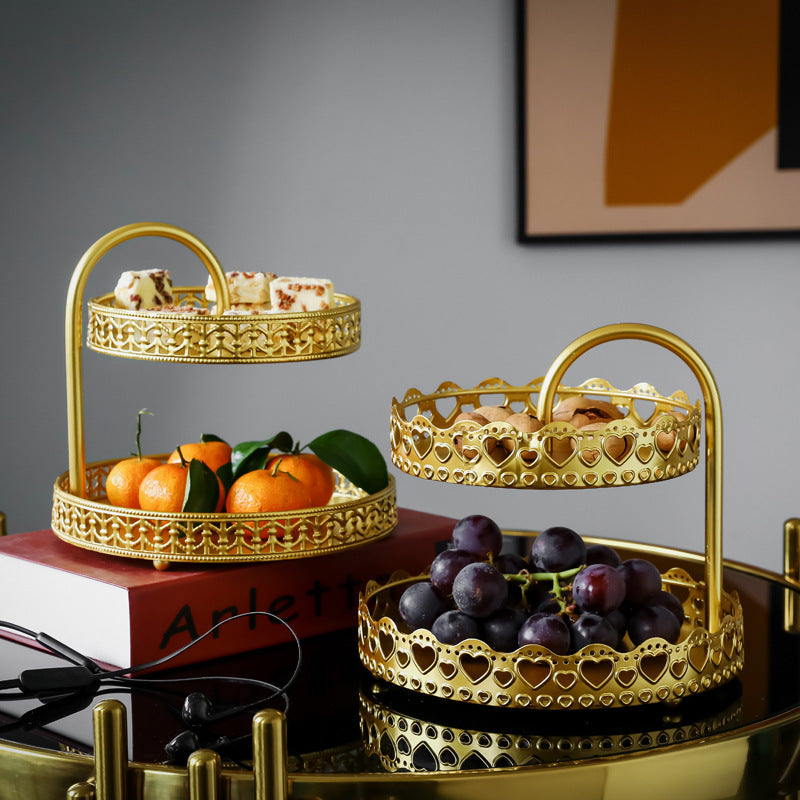 2-Tier Gold Fruit-Pastry-Dessert Tray