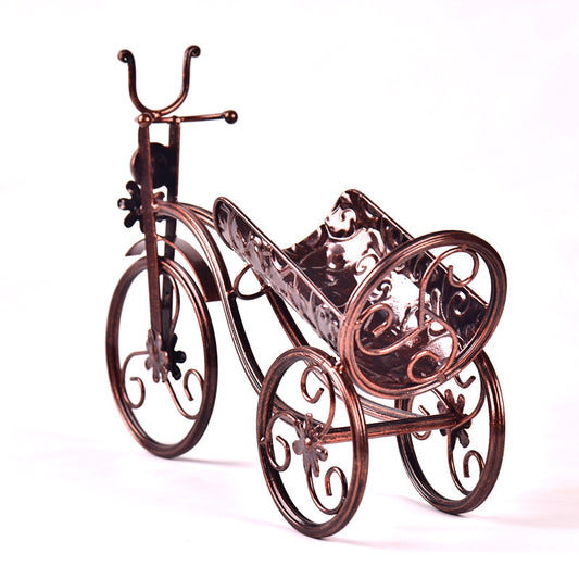 Bronze Iron Tricycle Wine Bottle Holder