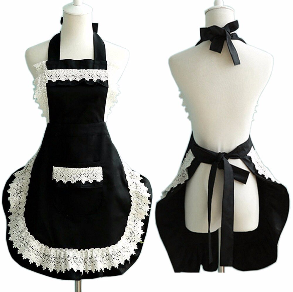 White Ruffles on Black Apron