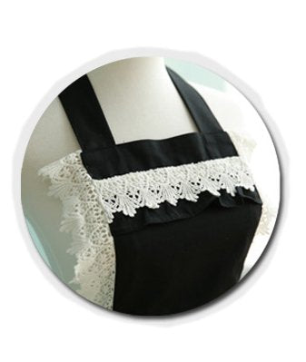 White Ruffles on Black Apron