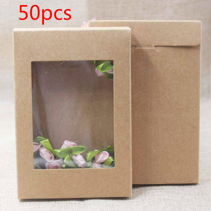 50PCS Colorful Shallow Dessert Boxes with Window