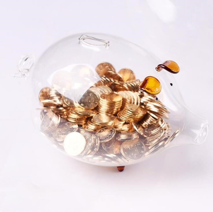 Home Goods: Clear Glass Piggy Bank