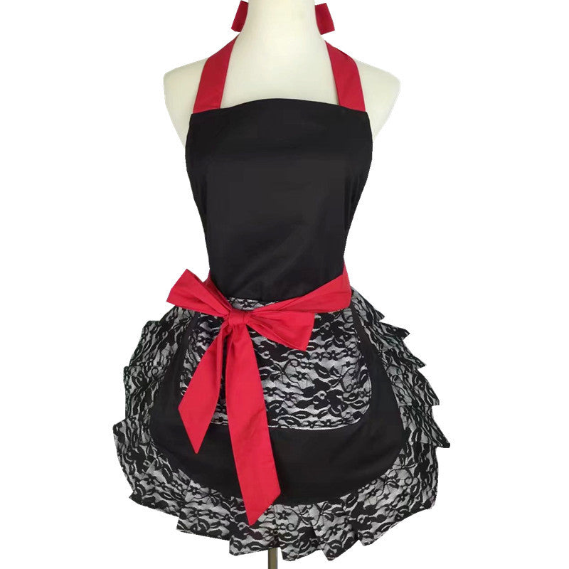 Black Lace Trim Apron