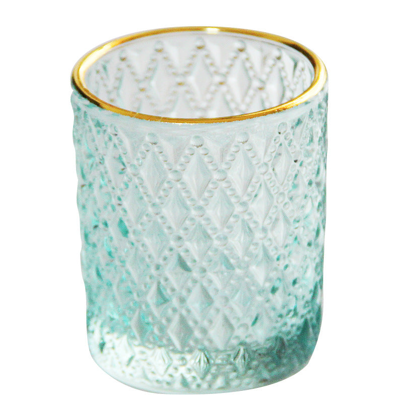 Small Textured Colored Glass Tealight Candle Jar