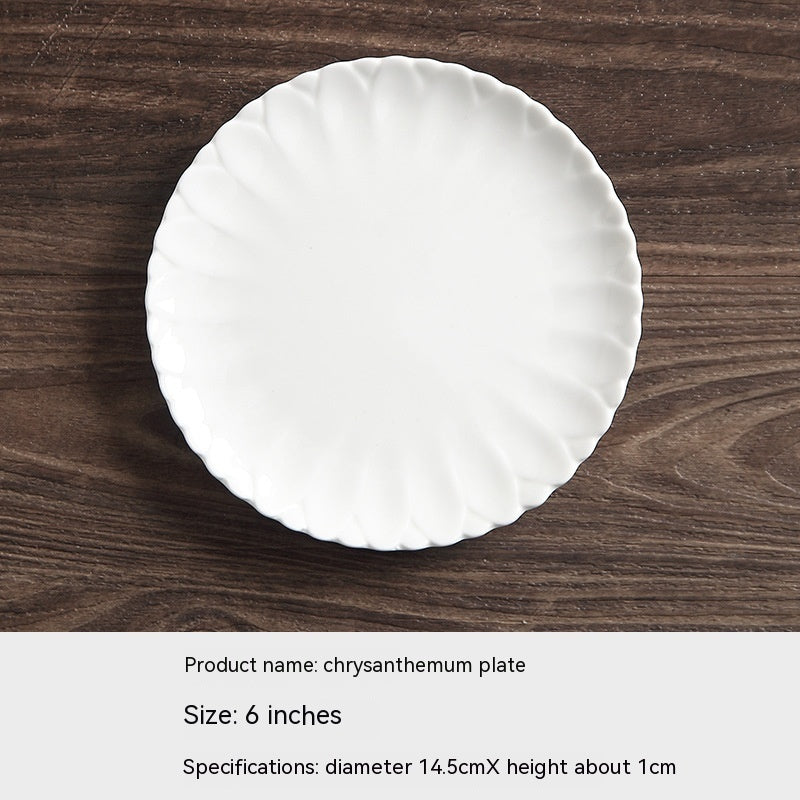 White Ceramic Embossed Dessert Plates