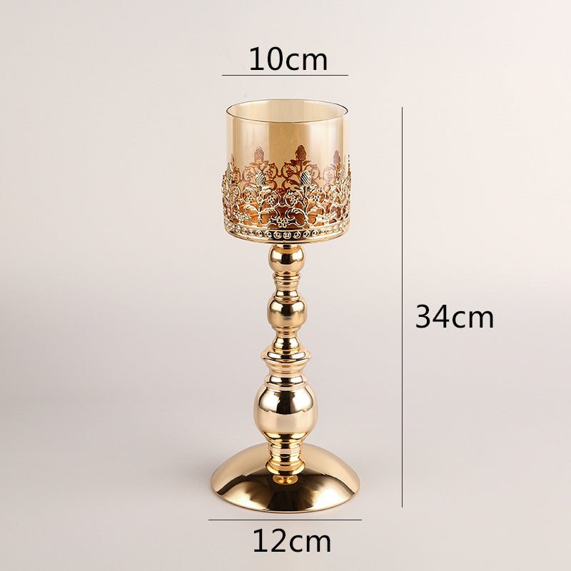 Candle Holder-Crystal Glass & Metal