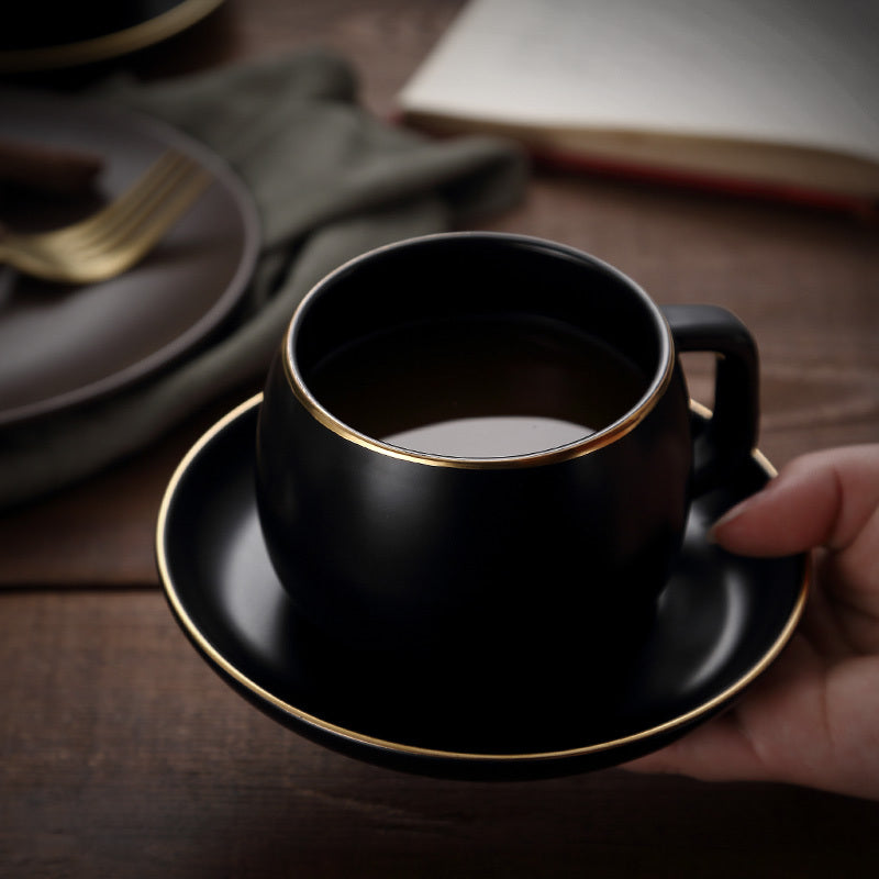 Matte Ceramic Black-White Coffee Cups