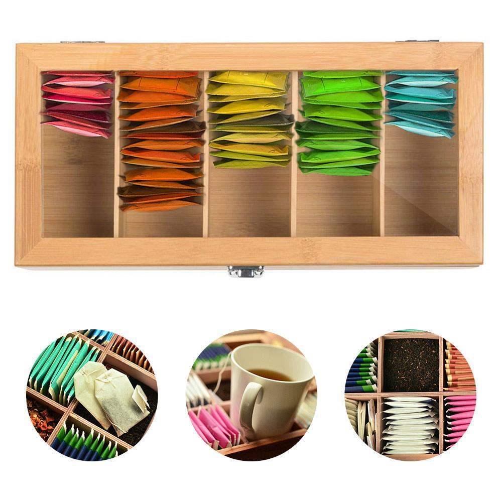 Bamboo Tea Organizer Box