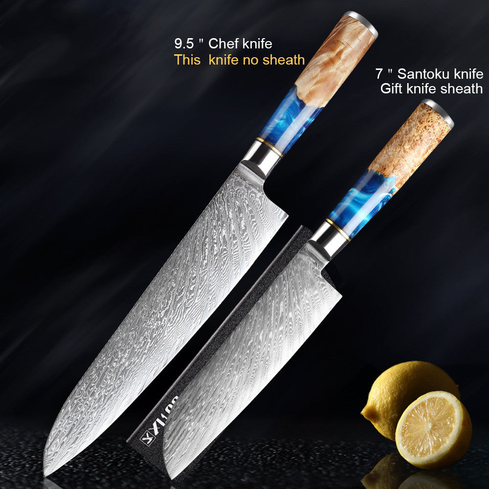 Blue & Tan Marble Japanese Chef's Knife Set