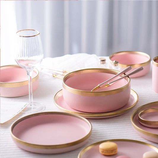 Tableware: Pink & Gold Porcelain Dinnerware