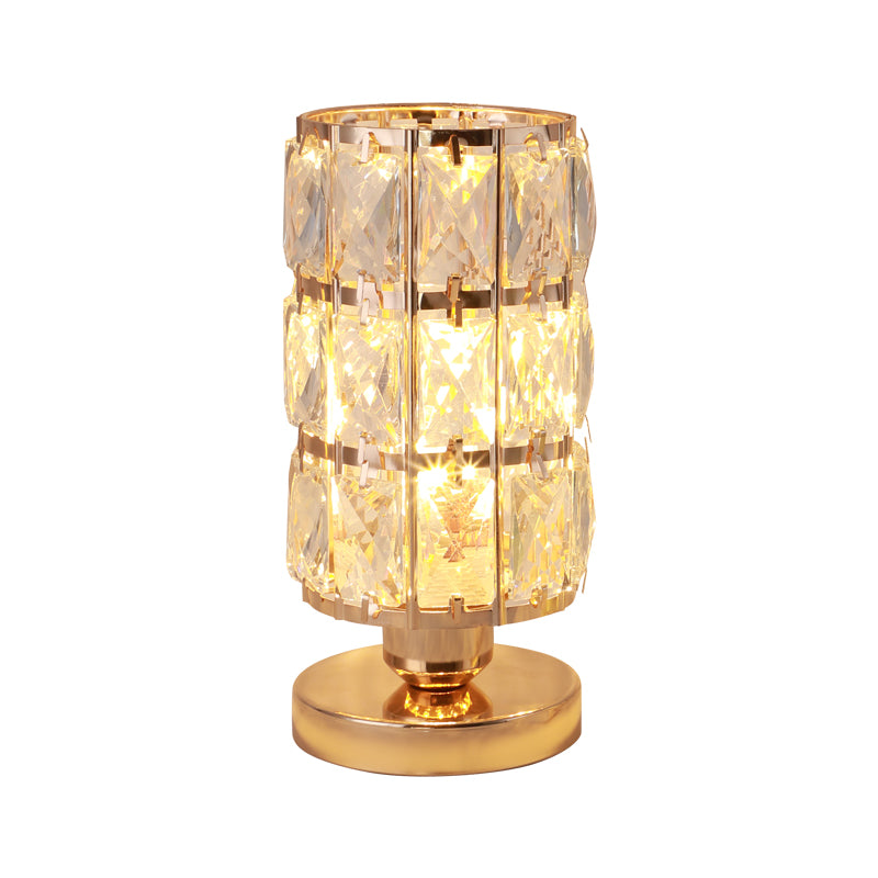 Lamps: Cut Crystal Cylindrical Table Lamp