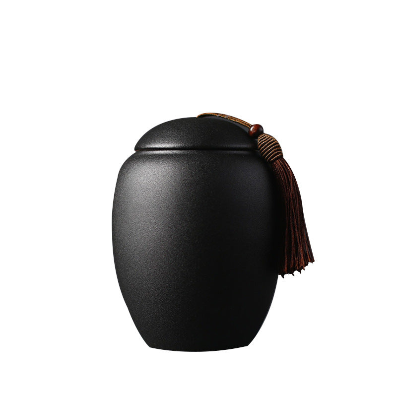 Japanese Glazed Black Ceramic Tea Jars