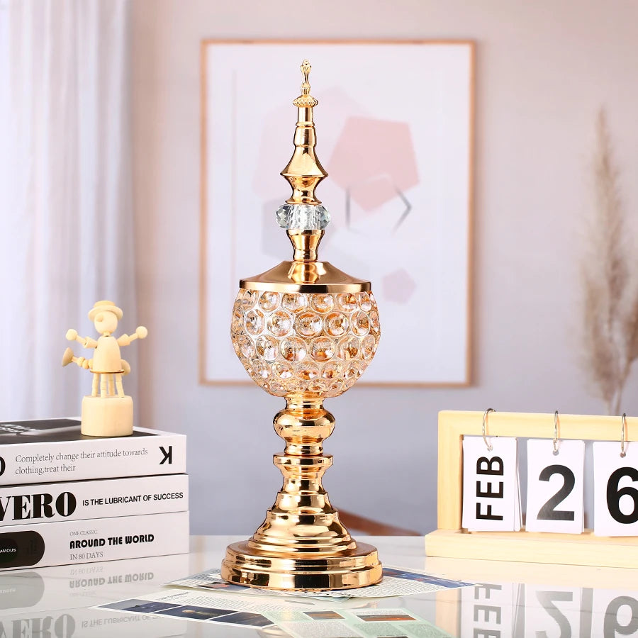 Candle Holder-European Crystal Glass & Metal