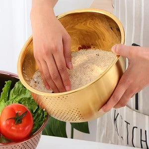 Kitchenware: Colorful Stainless Steel Deep Bowl Colander