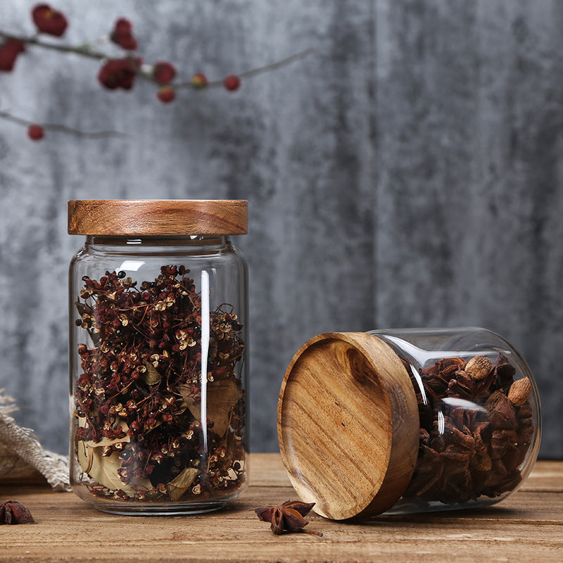 Glass Storage Jar with Acacia Wood Lid