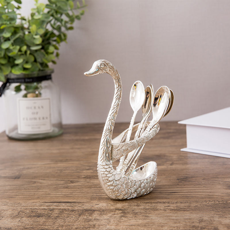 Swan Dessert Utensil Set-Silver or Gold