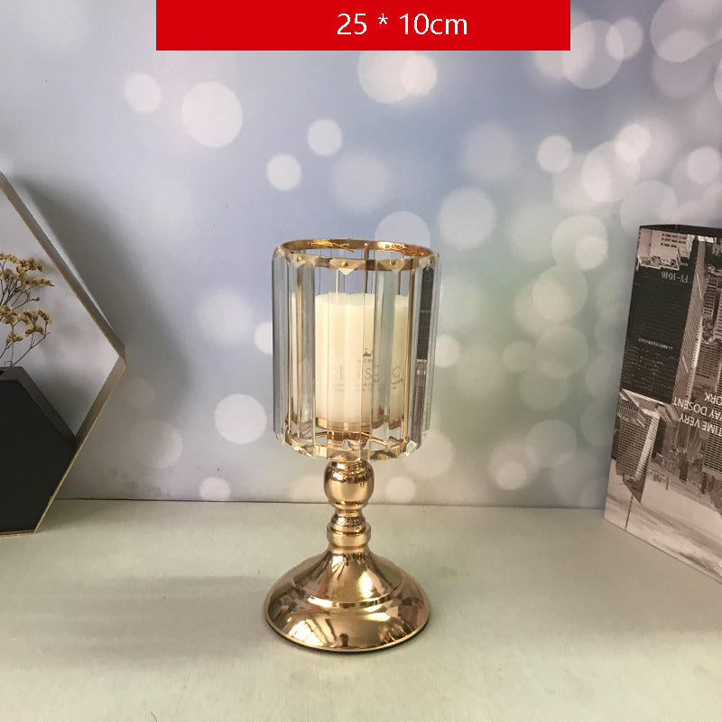Candle Holder-Crystal Glass & Metal