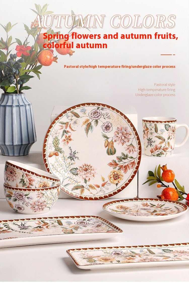 Thanksgiving Tableware: Autumn Flowers Ceramic Dinnerware