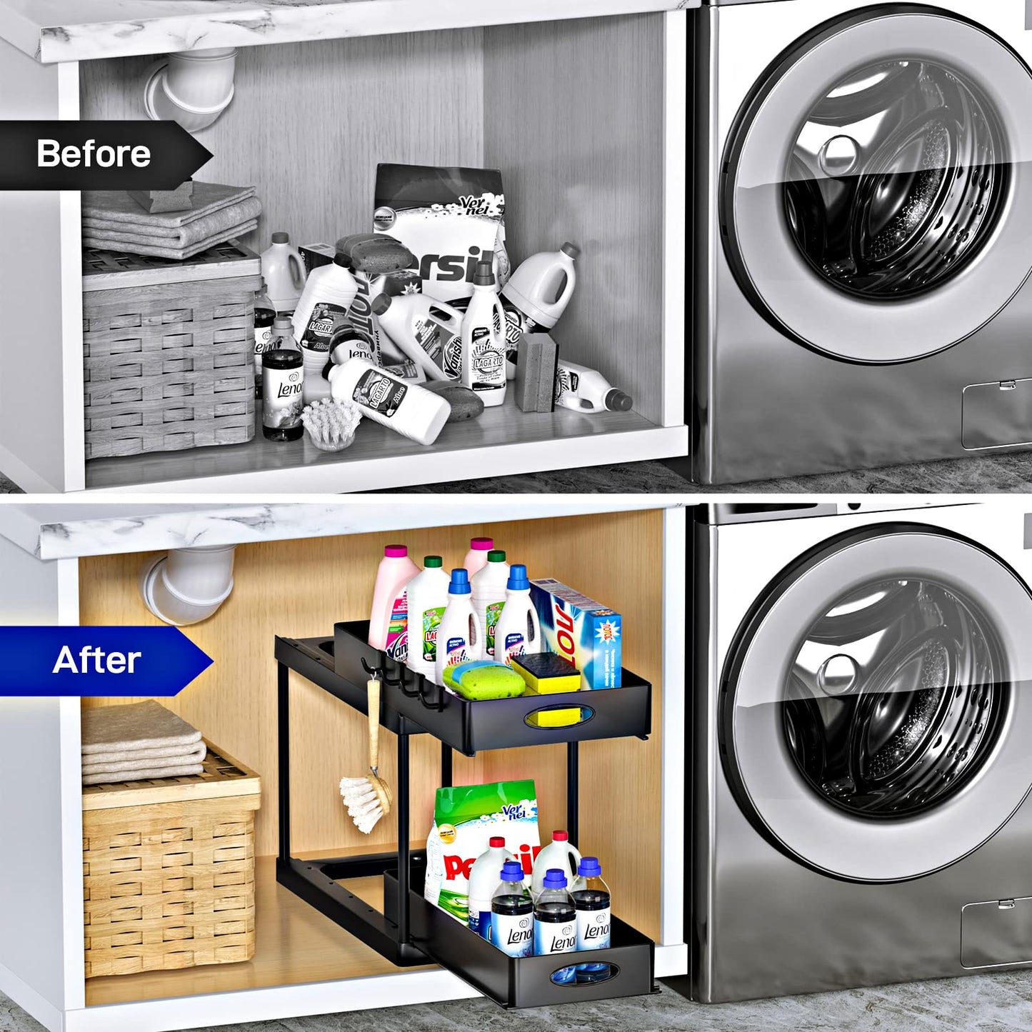 2-Tier Sliding Cabinet Under Sink Pullout Organizer
