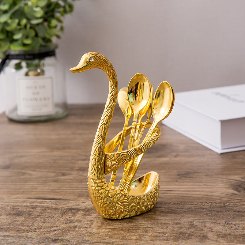 Swan Dessert Utensil Set-Silver or Gold