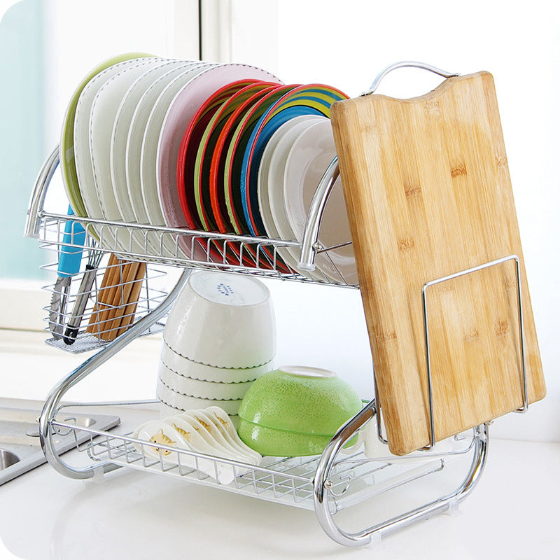 Silver Stainless Steel 2-Tier Kitchen Storage Rack