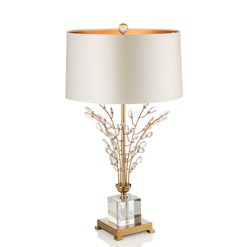 Glam Crystal & Gold Table Lamp with Drum Shade