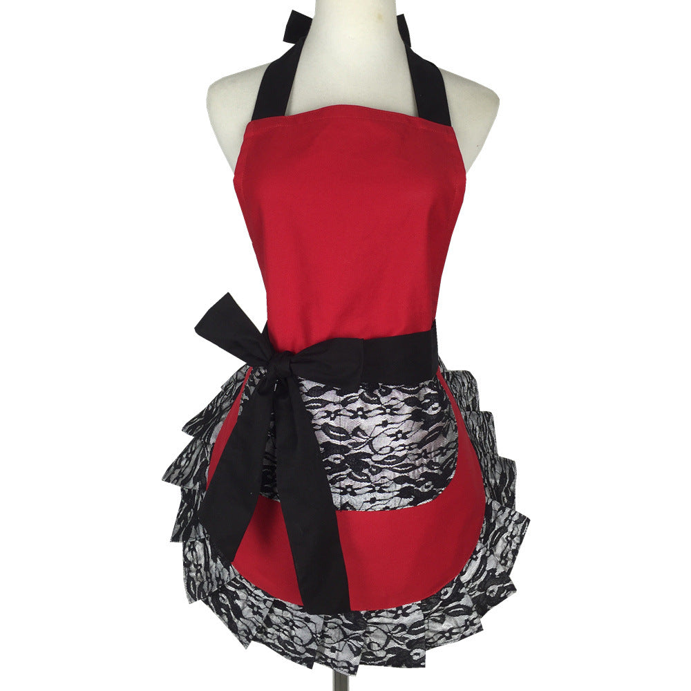 Black Lace Trim Apron