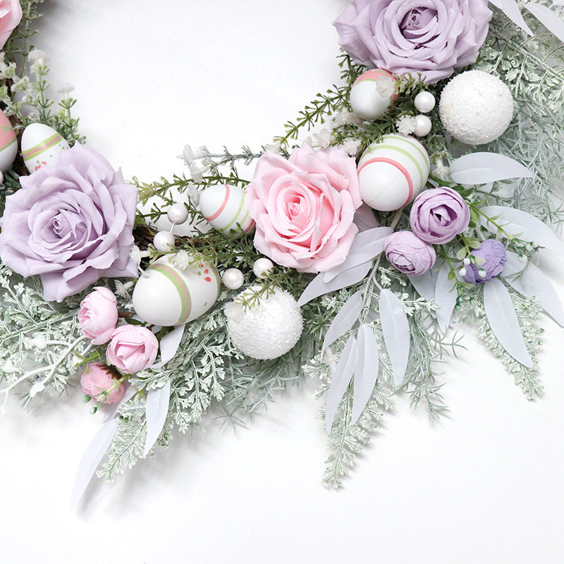 Easter Eggs & Roses Silk Wreath