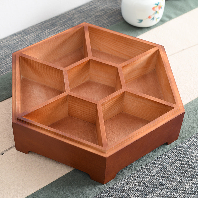 Pine Wood Hexagonal Snack Store & Serve