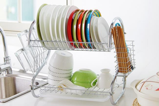 Silver Stainless Steel 2-Tier Kitchen Storage Rack