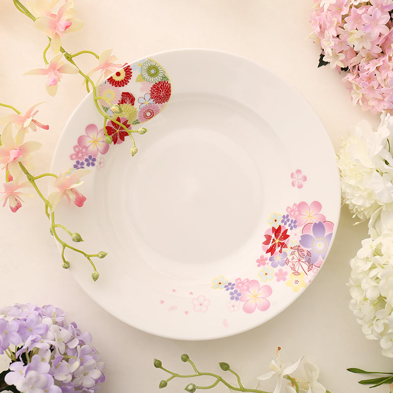 Tableware: Pink Flowers Bone China Bowl