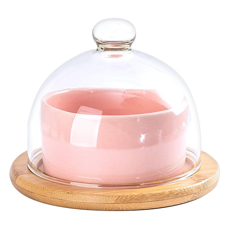 Pink Ceramic Domed Dessert Dish