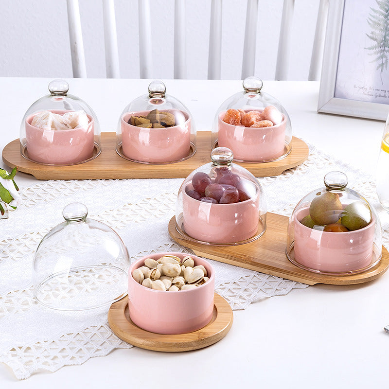 Pink Ceramic Domed Dessert Dish