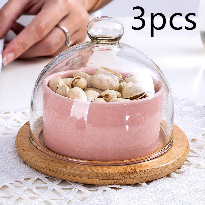 Pink Ceramic Domed Dessert Dish