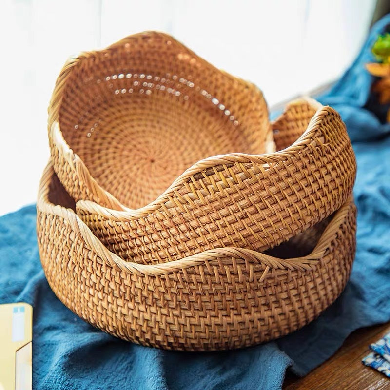 3PC Scalloped Kitchen Wicker Baskets