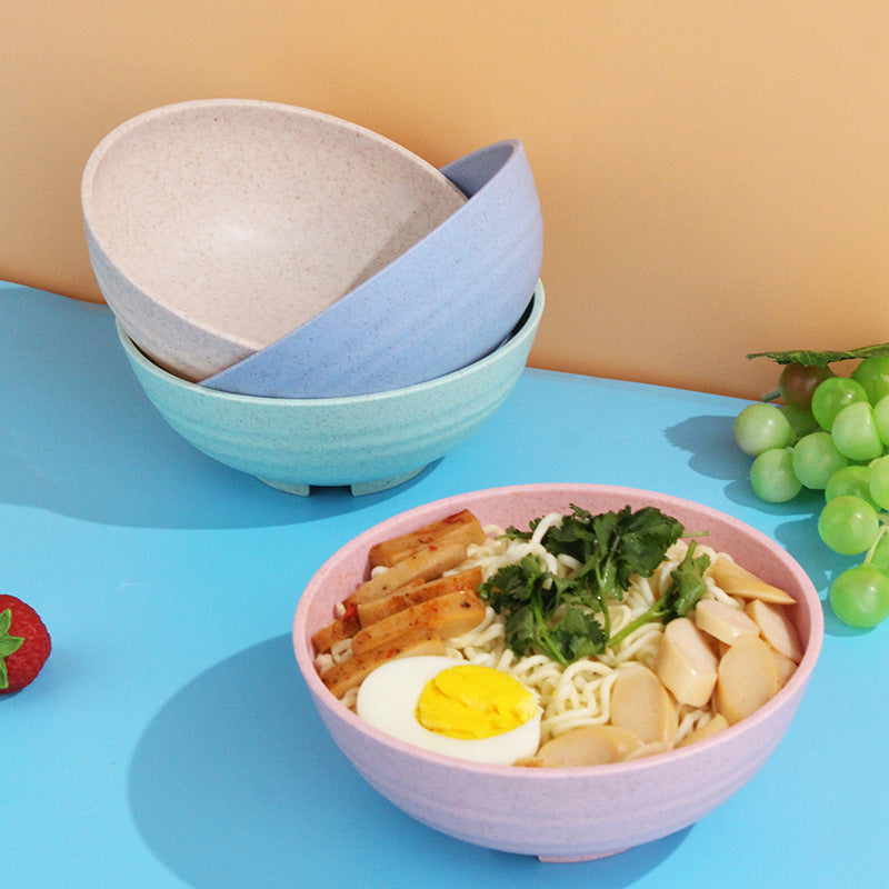 Tableware: 4PC Ribbed Wheat Straw Bowls