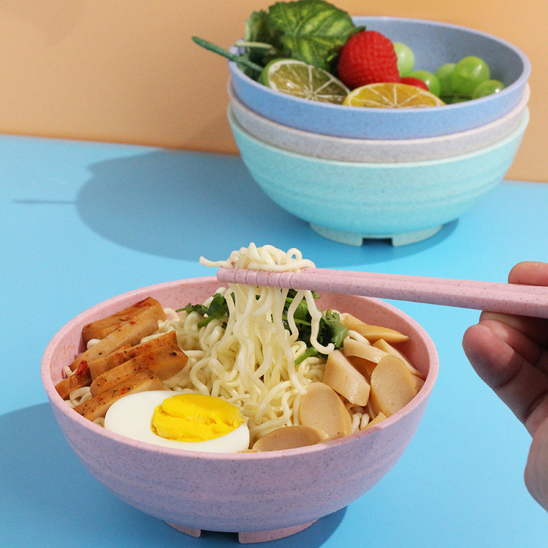 Tableware: 4PC Ribbed Wheat Straw Bowls