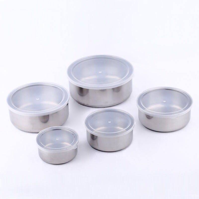 Kitchenware: 5PC Set Stainless Steel Low Profile Bowl with Airtight Lid