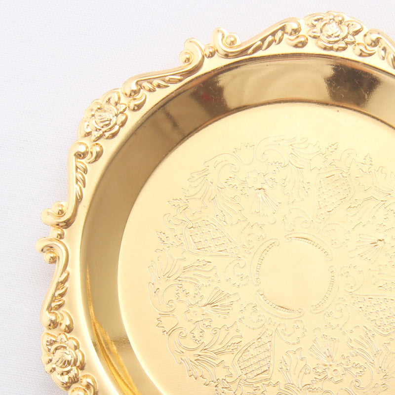 Decorative Silver or Gold Plated Metal Serving Tray