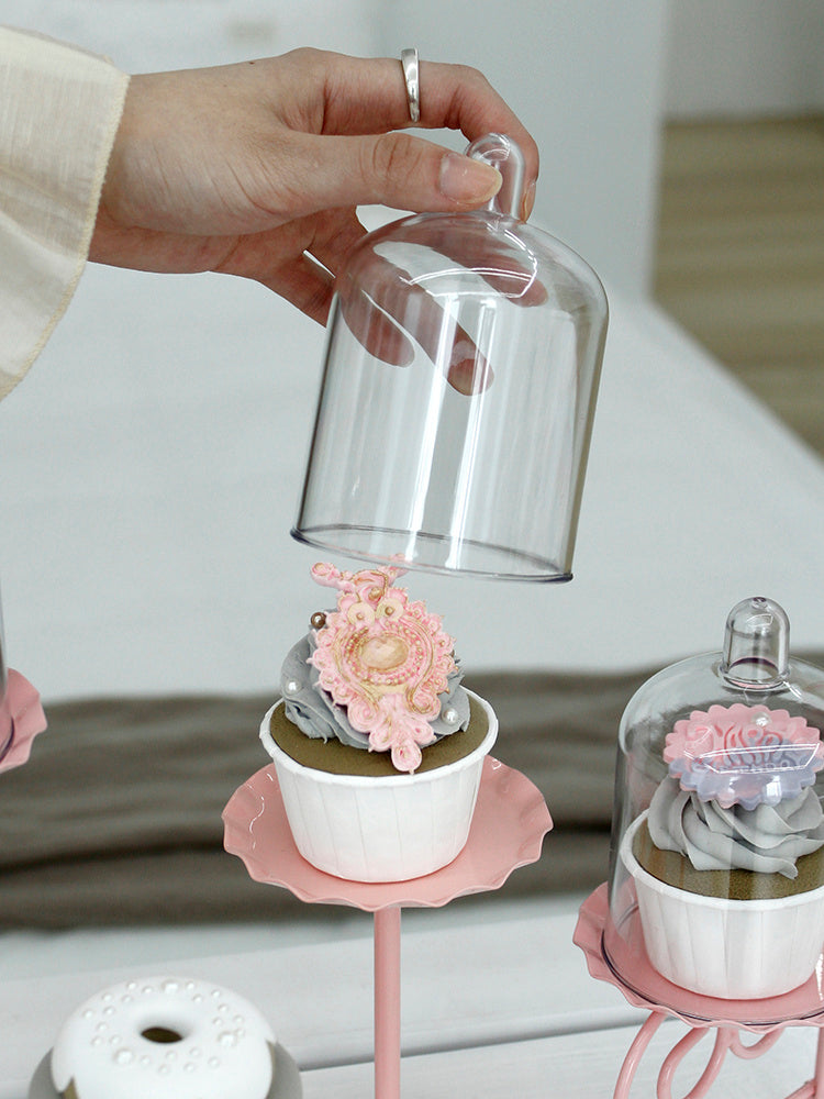 Multi-Level Pink Metal Domed Dessert Stands