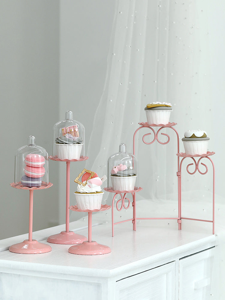 Multi-Level Pink Metal Domed Dessert Stands