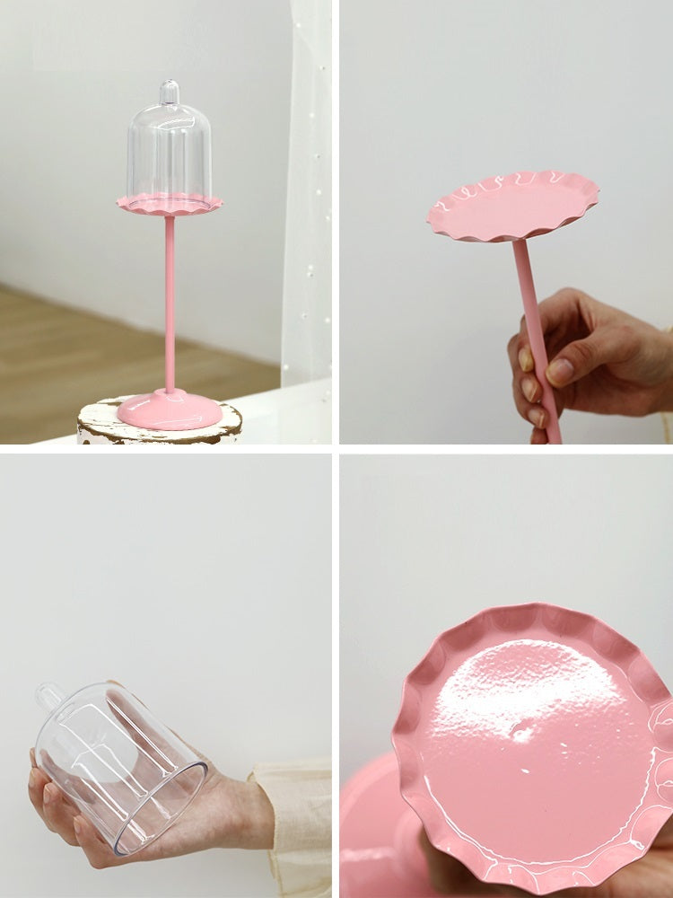 Multi-Level Pink Metal Domed Dessert Stands