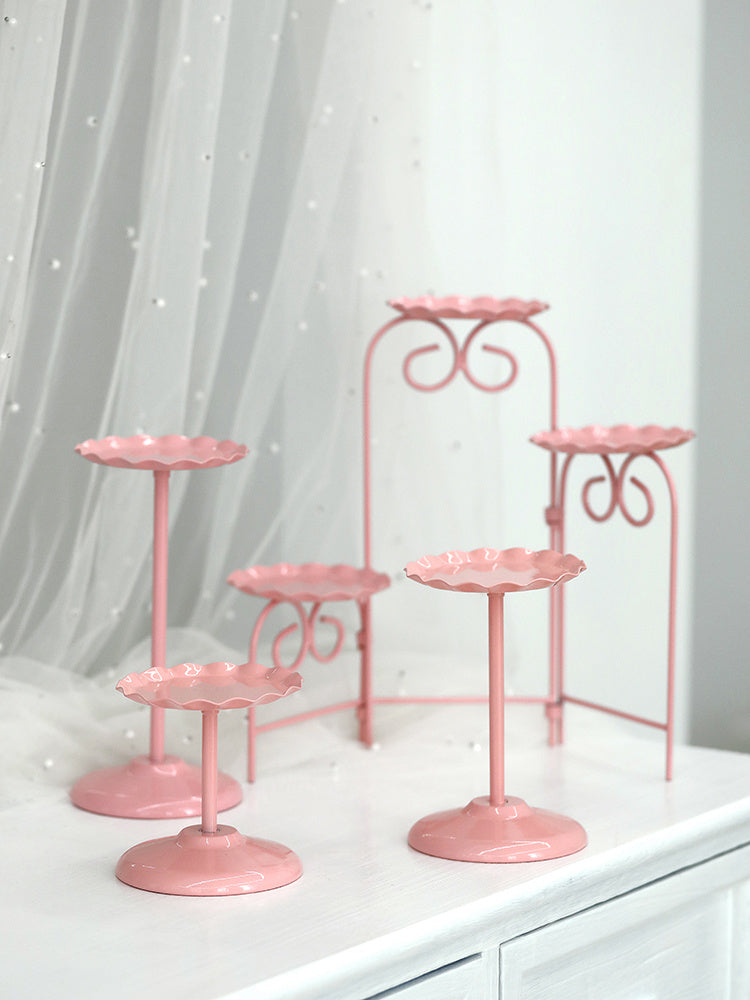 Multi-Level Pink Metal Domed Dessert Stands