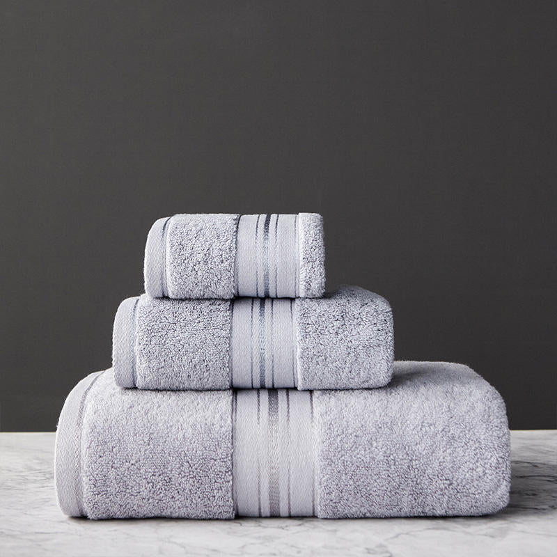 Towels: Thick Cotton Bath Towel Set Towel Sets-Solid Color